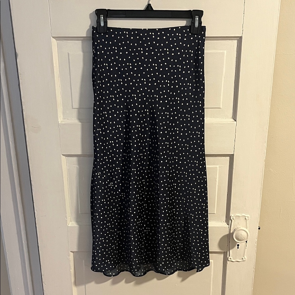Wilfred Navy and White Midi Skirt